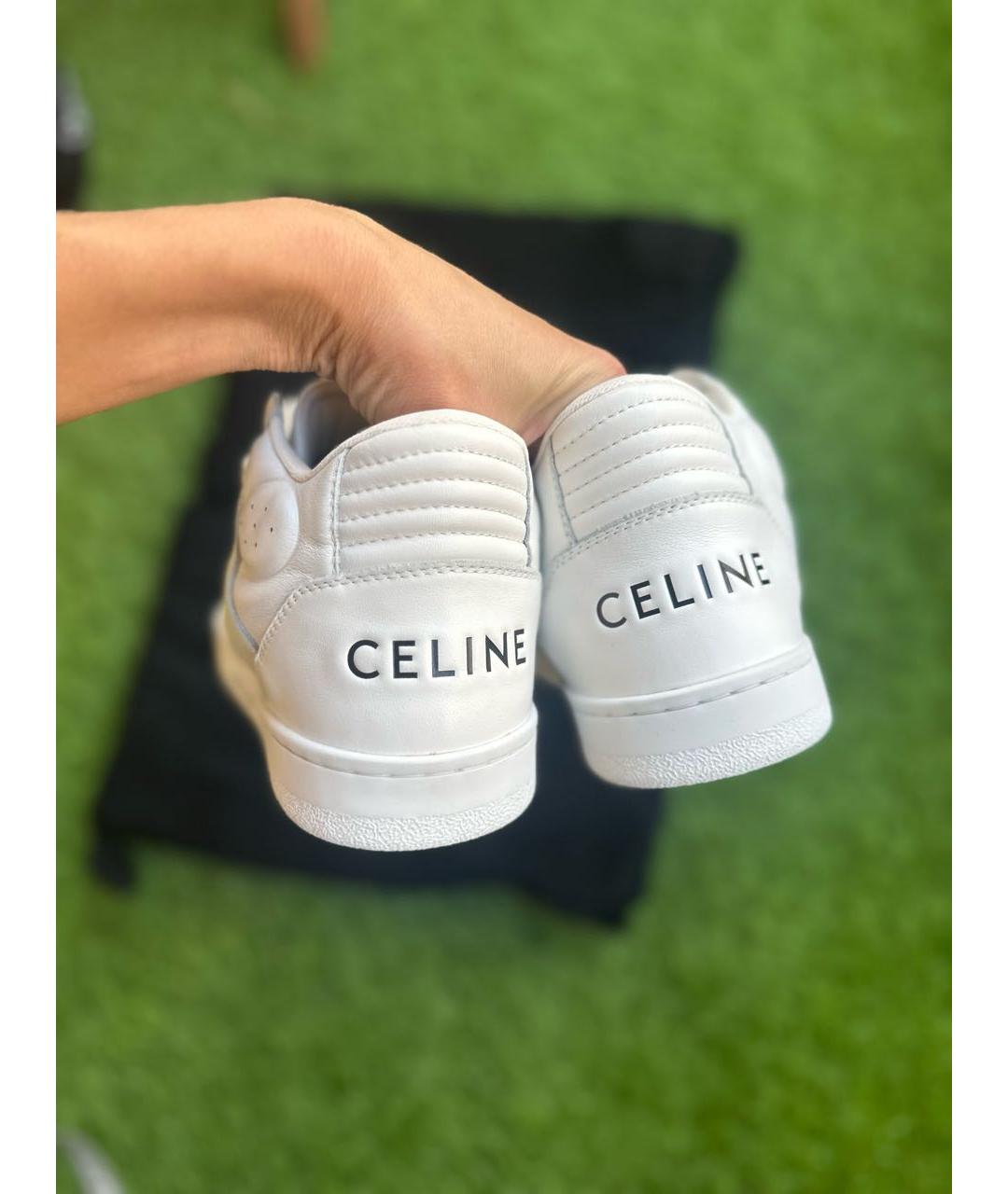 CELINE Белые кожаные кеды, фото 4