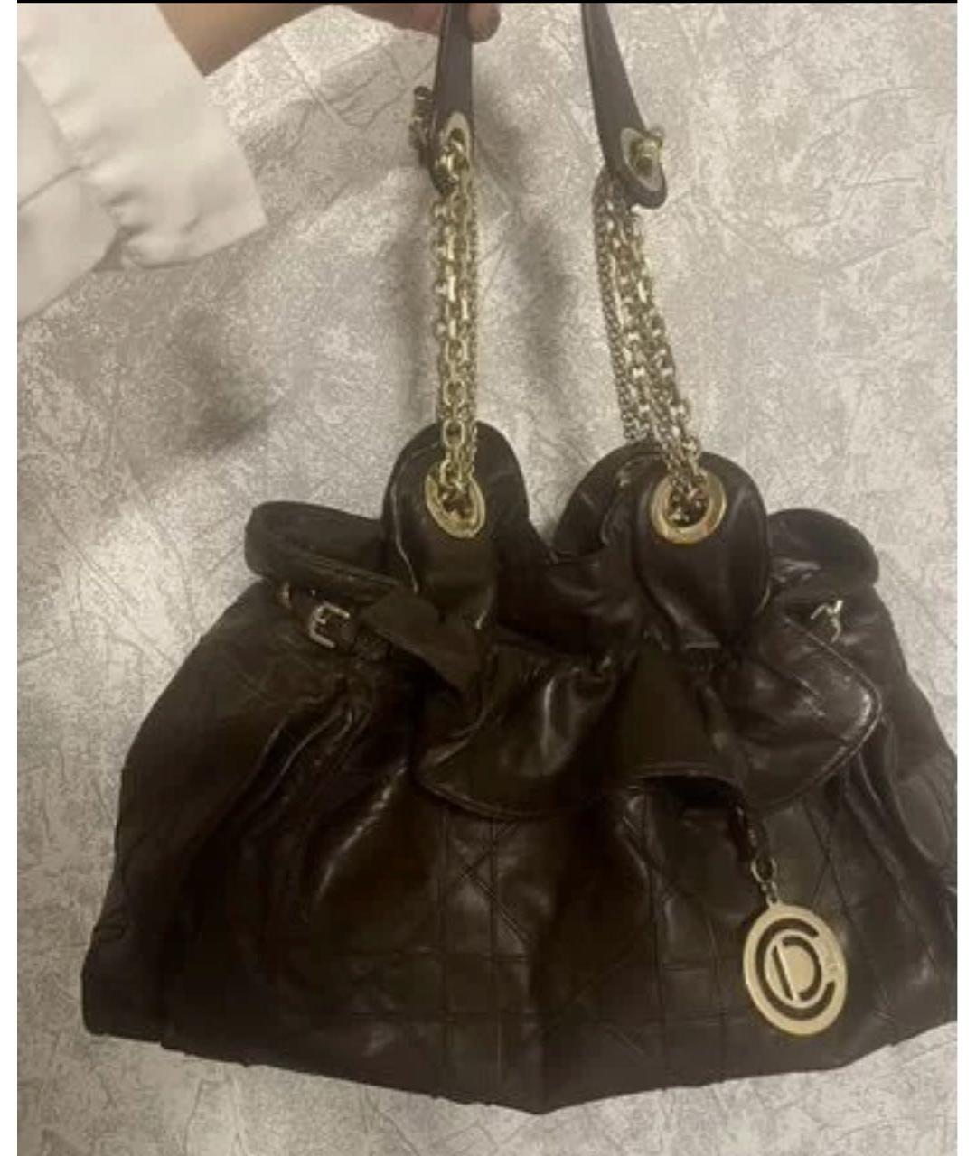 CHRISTIAN DIOR Фиолетовая кожаная сумка с короткими ручками, фото 2
