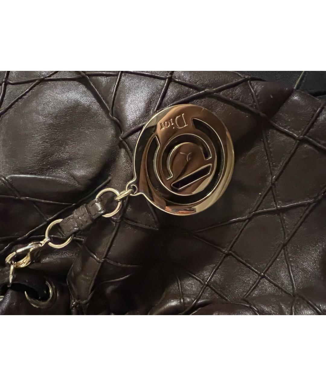 CHRISTIAN DIOR Коричневая кожаная сумка тоут, фото 7
