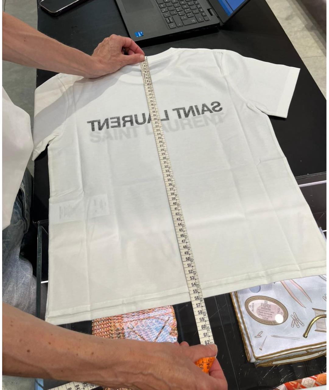 SAINT LAURENT Белая хлопковая футболка, фото 7