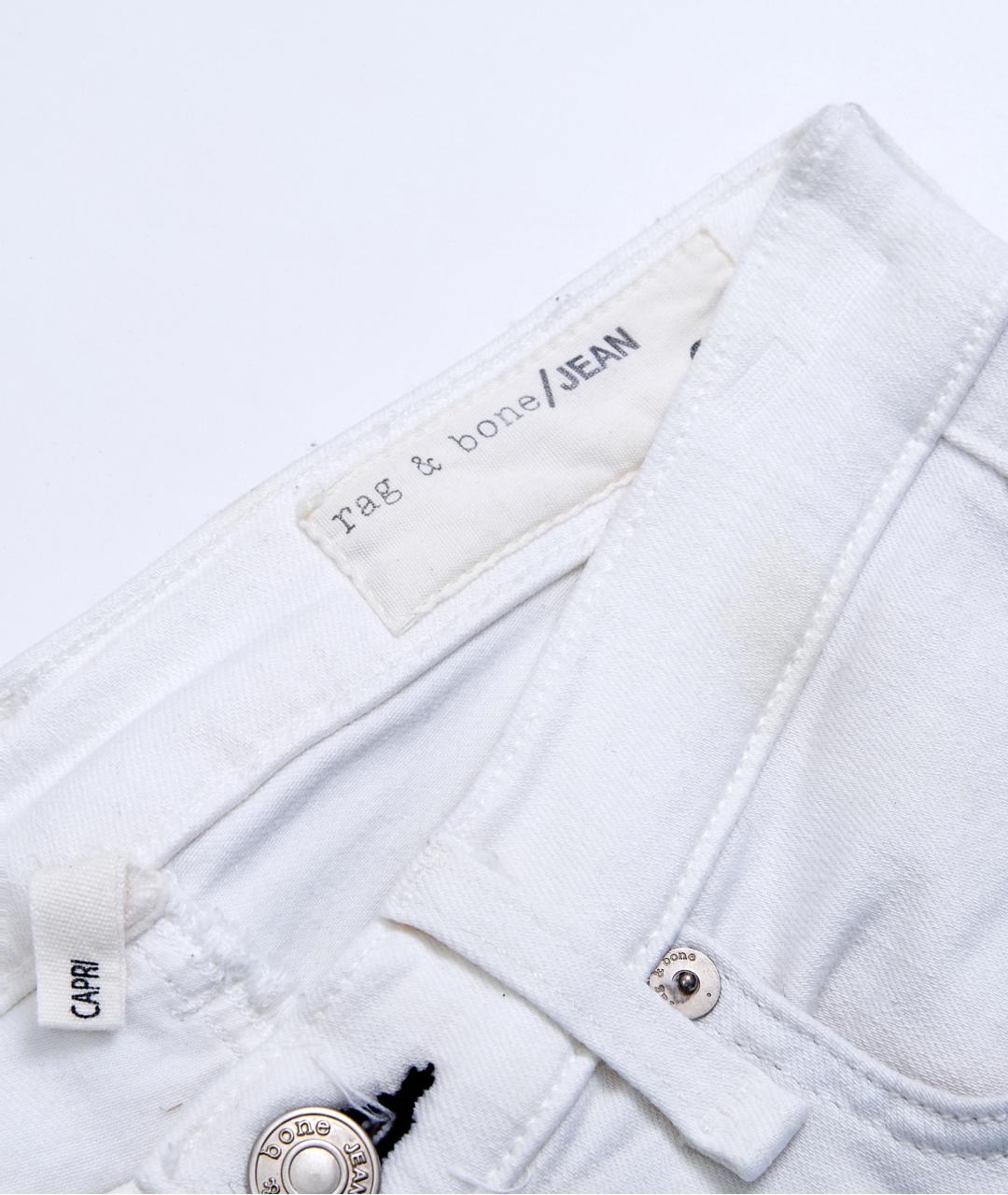 RAG&BONE Белые хлопковые прямые джинсы, фото 3