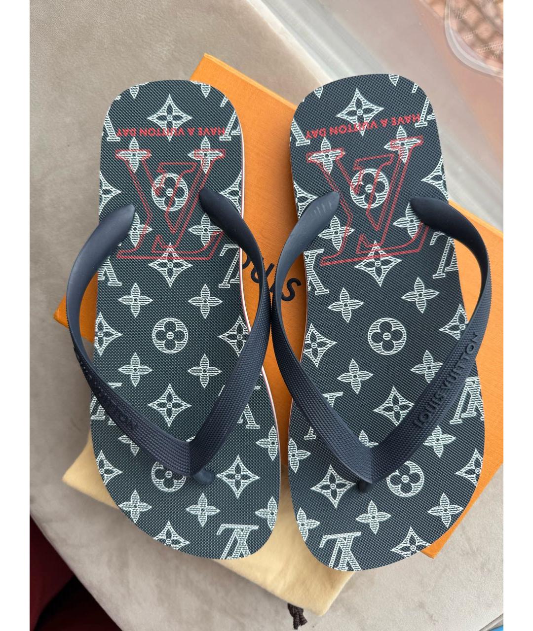 LOUIS VUITTON Синие резиновые шлепанцы, фото 2
