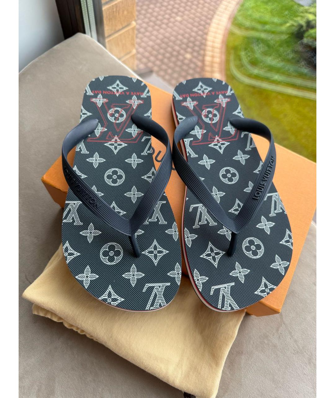LOUIS VUITTON Синие резиновые шлепанцы, фото 4