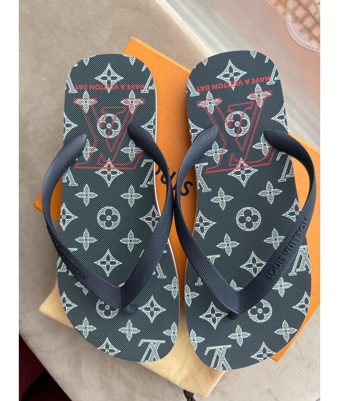 LOUIS VUITTON Синие резиновые шлепанцы, фото 3