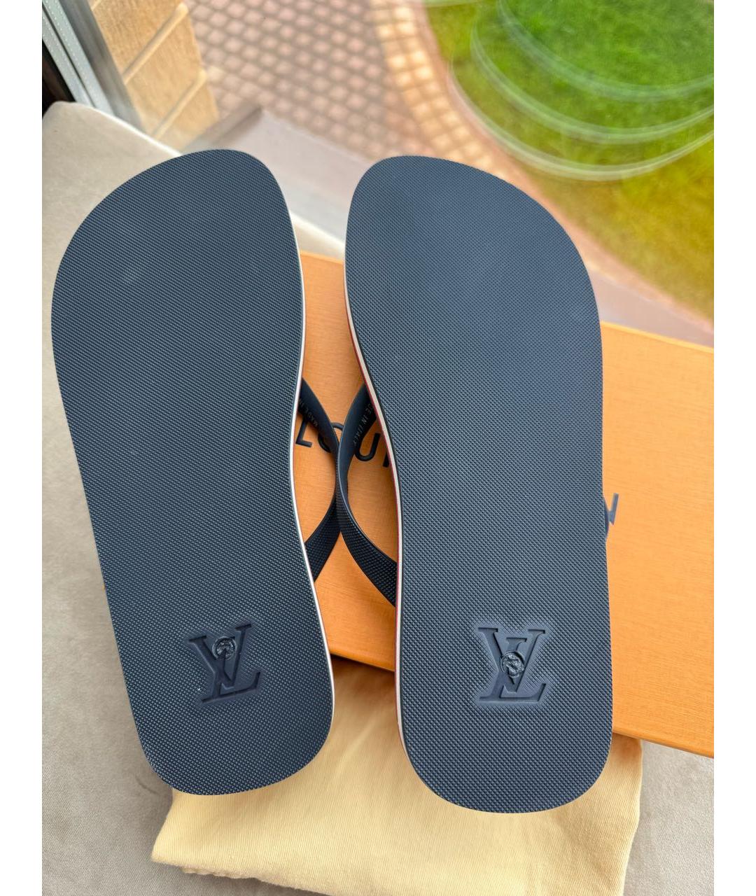 LOUIS VUITTON Синие резиновые шлепанцы, фото 5
