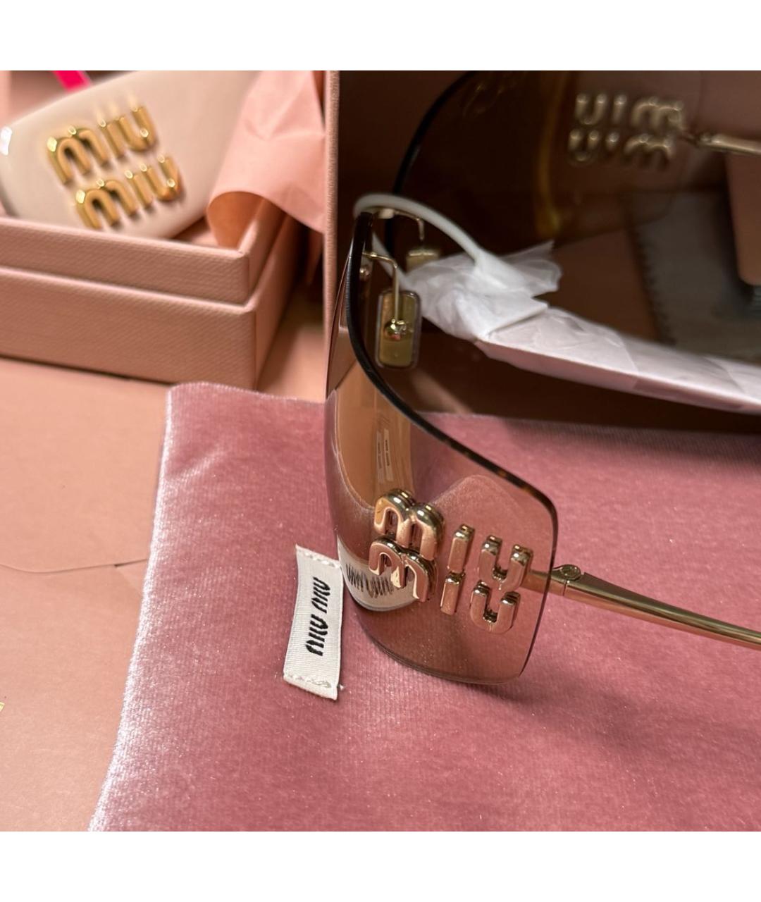 MIU MIU Розовые металлические солнцезащитные очки, фото 3