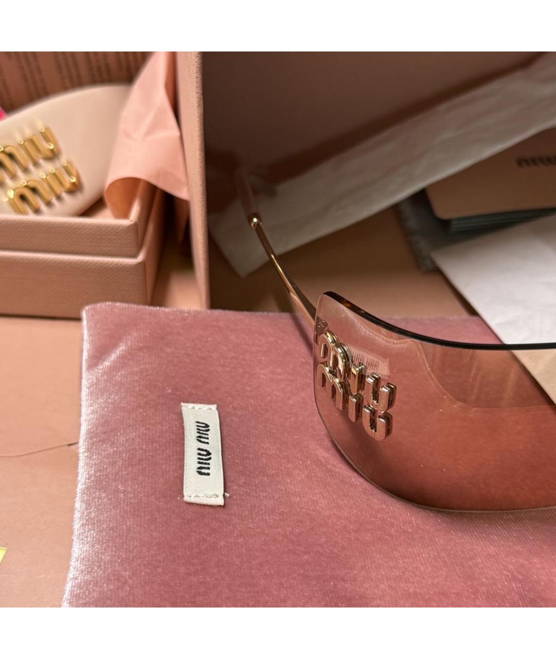MIU MIU Розовые металлические солнцезащитные очки, фото 4