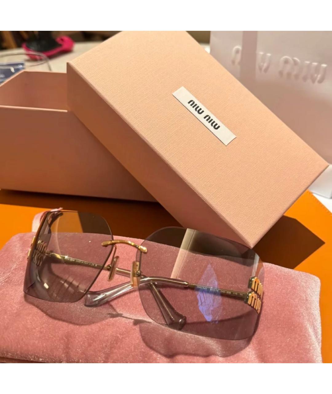 MIU MIU Розовые металлические солнцезащитные очки, фото 2