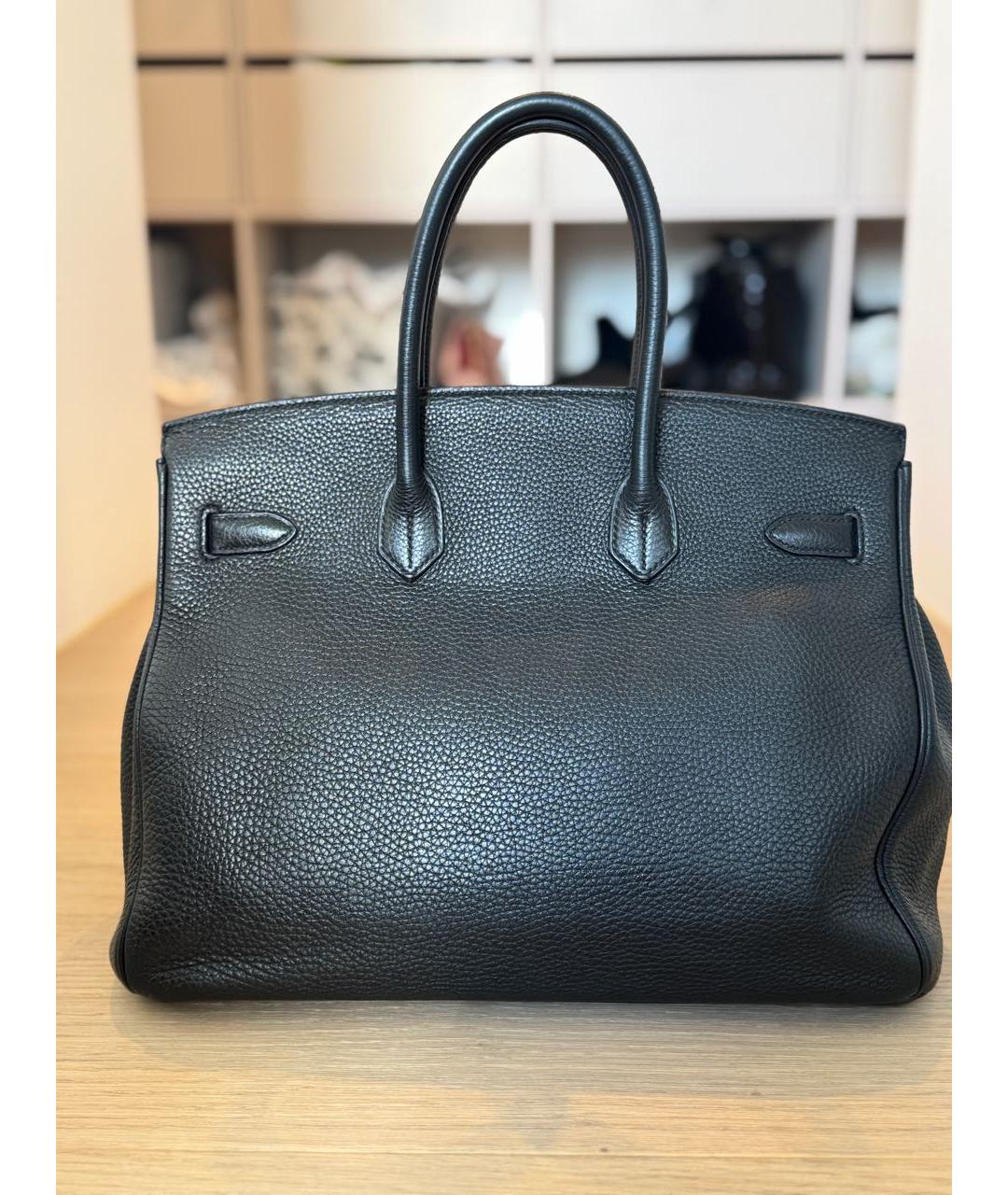 HERMES Черная кожаная сумка тоут, фото 3