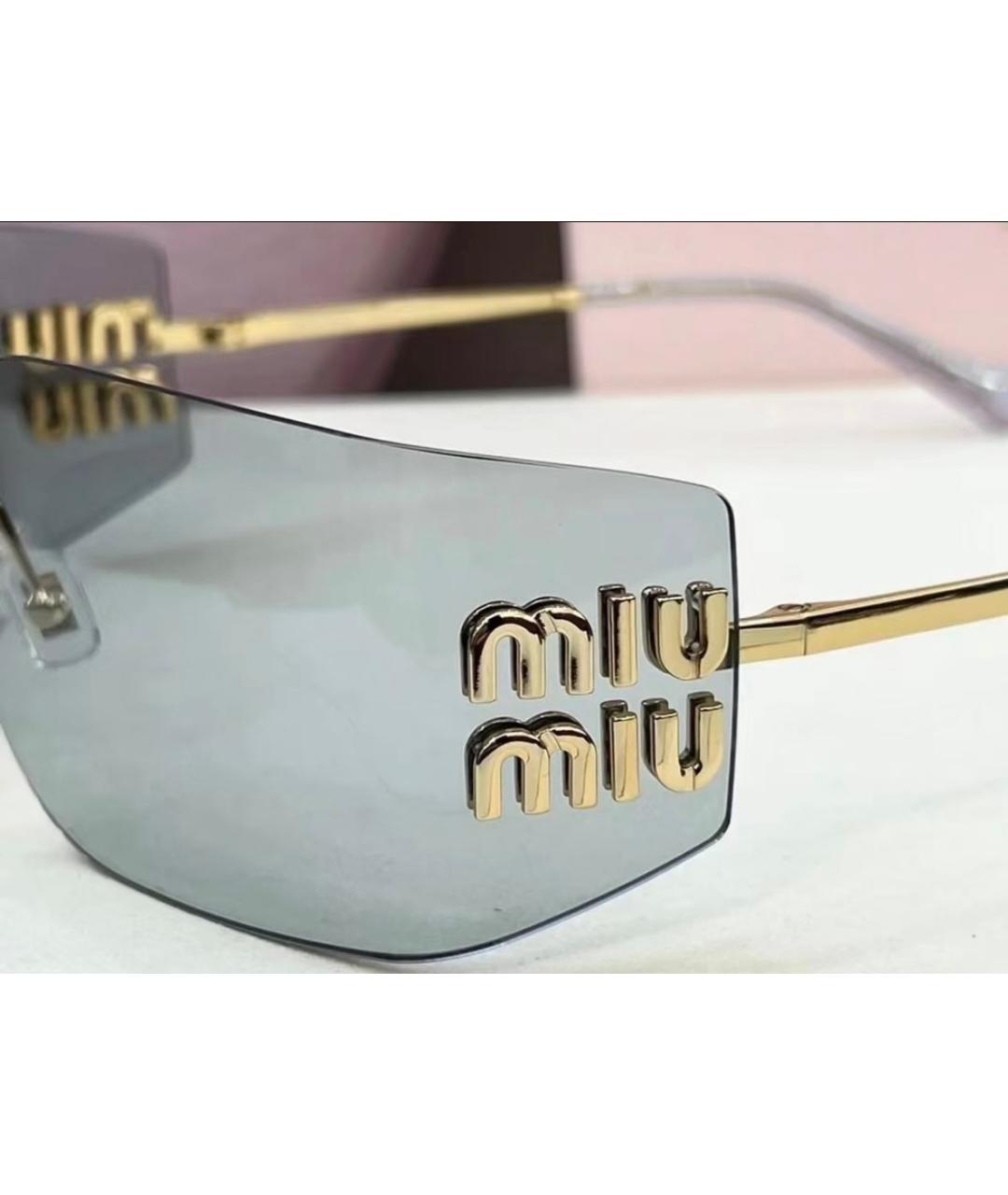 MIU MIU Голубые металлические солнцезащитные очки, фото 3