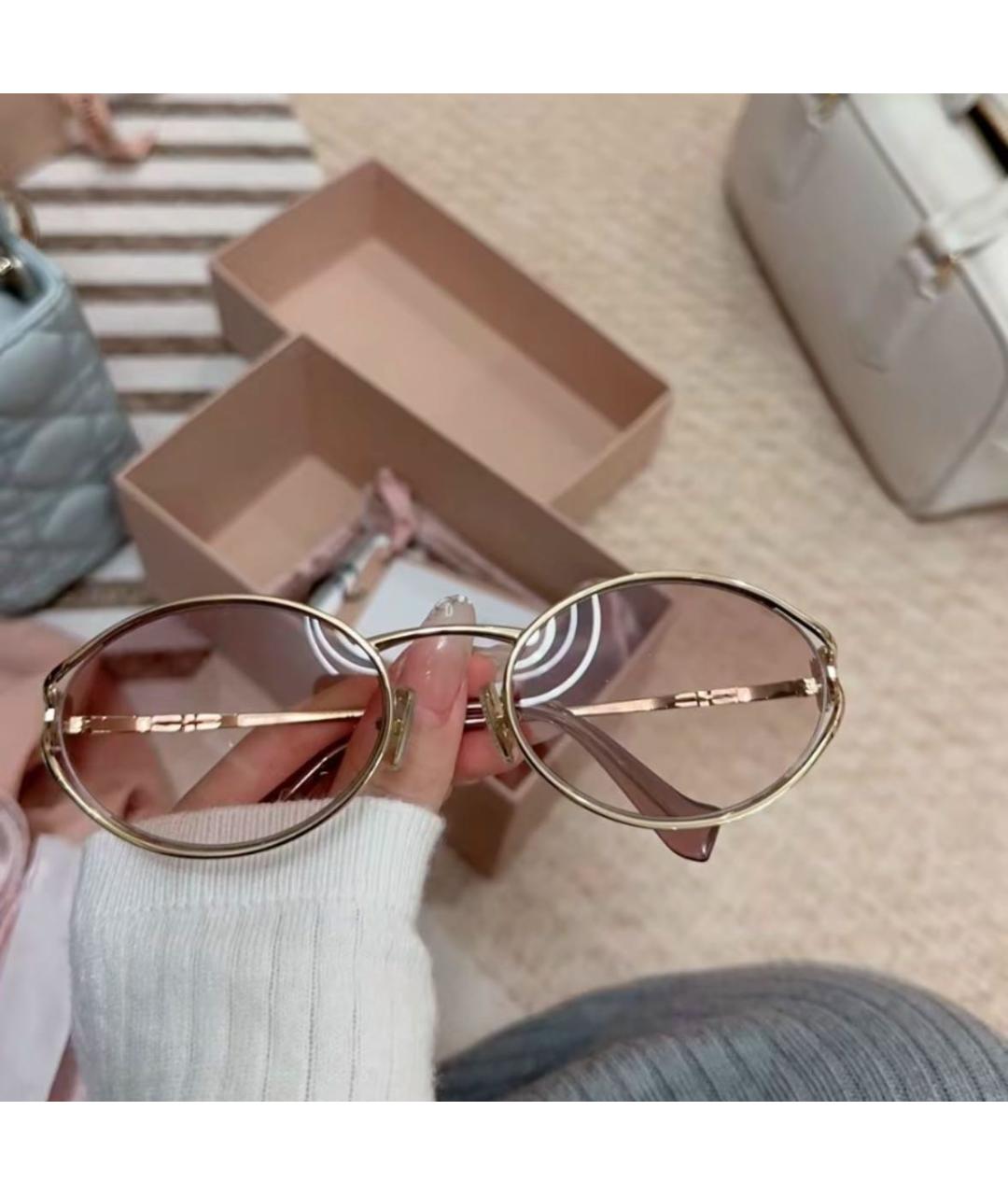 MIU MIU Розовые металлические солнцезащитные очки, фото 2