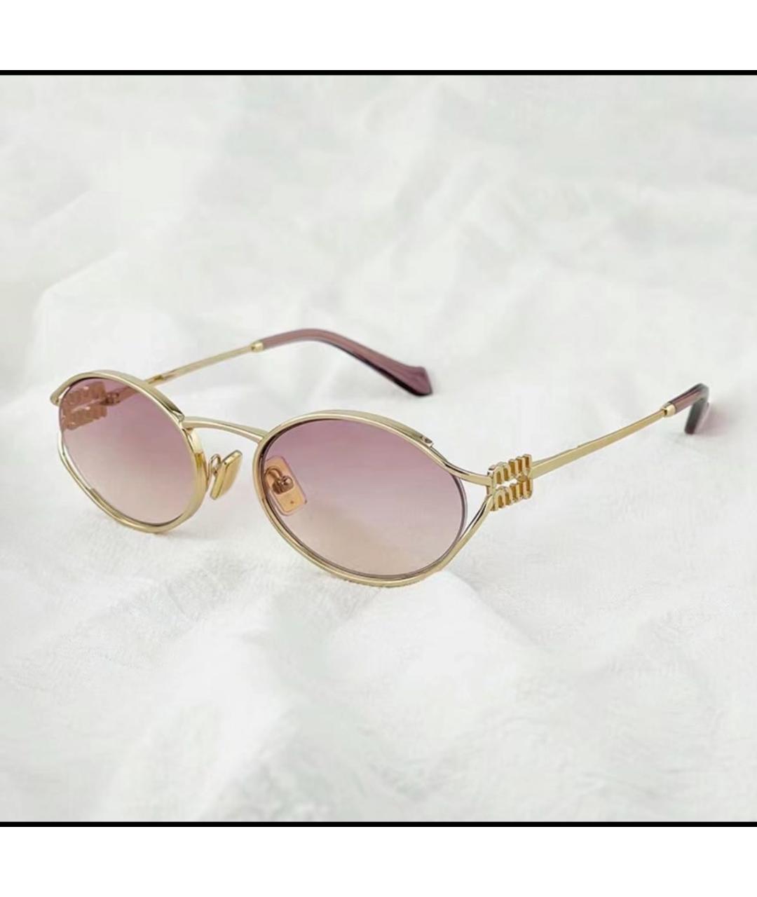 MIU MIU Розовые металлические солнцезащитные очки, фото 3