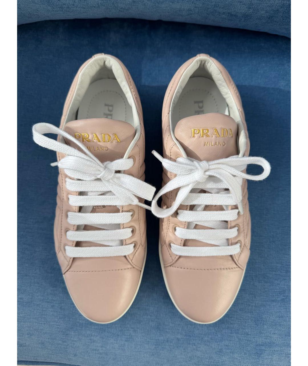 PRADA Розовые кожаные кеды, фото 2