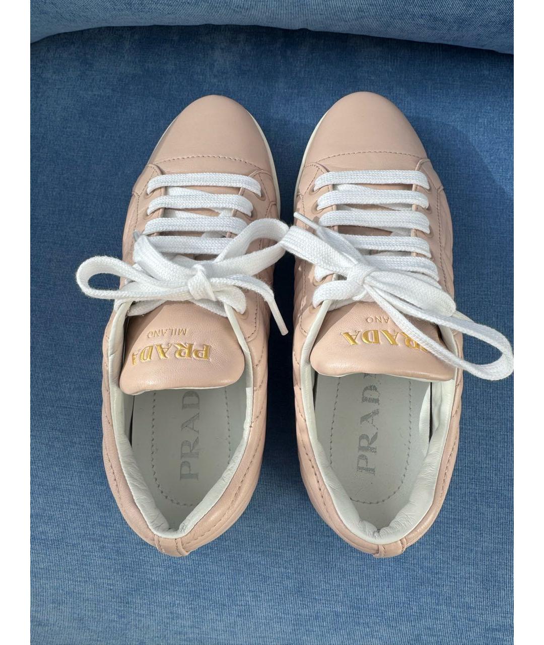 PRADA Розовые кожаные кеды, фото 3