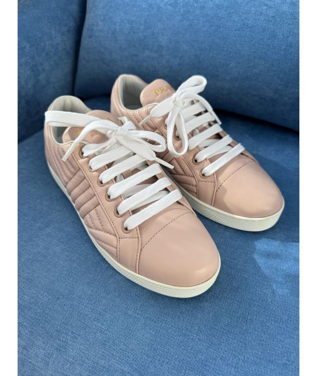 PRADA Розовые кожаные кеды, фото 7