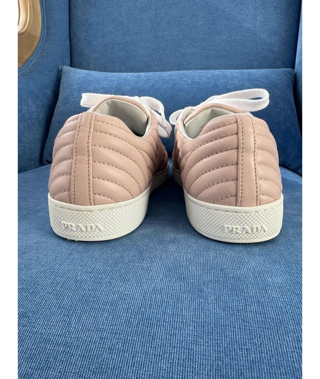 PRADA Розовые кожаные кеды, фото 4