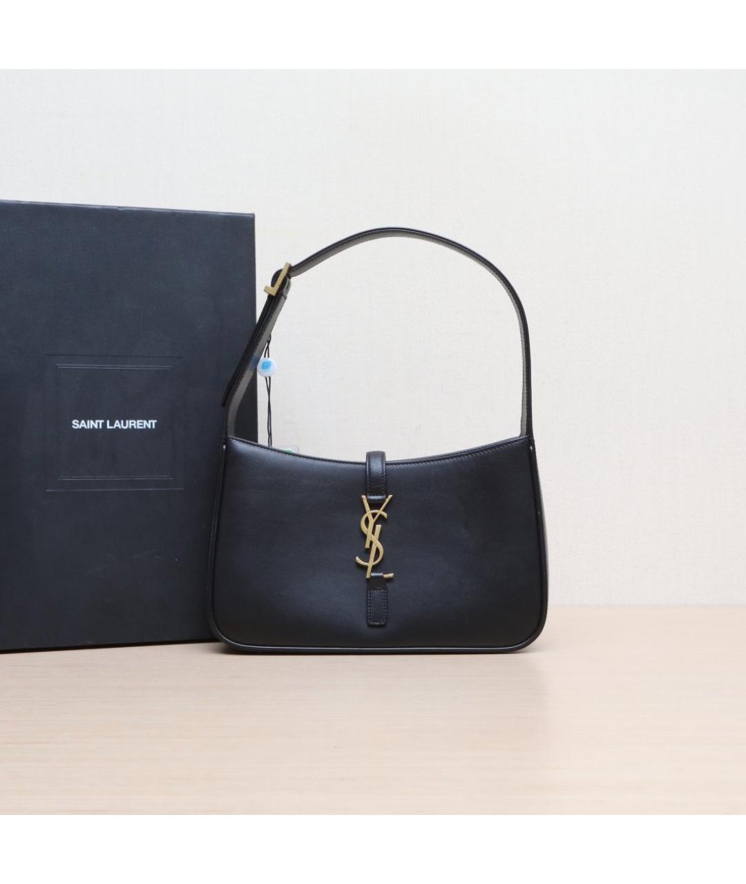 SAINT LAURENT Черная кожаная сумка через плечо, фото 9