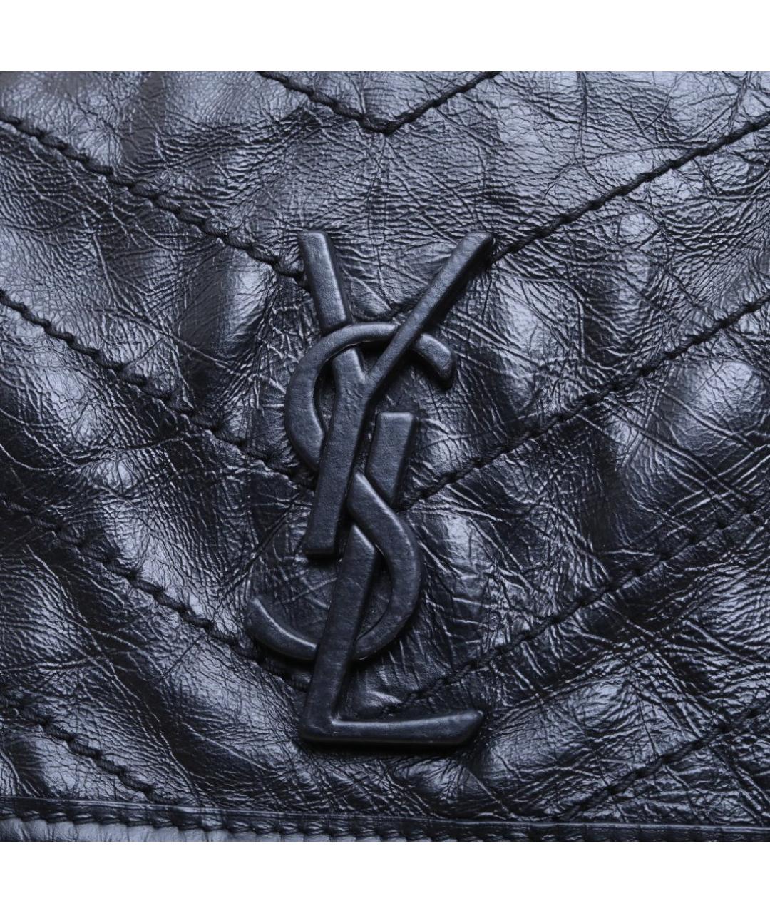 SAINT LAURENT Черная кожаная юбка миди, фото 7