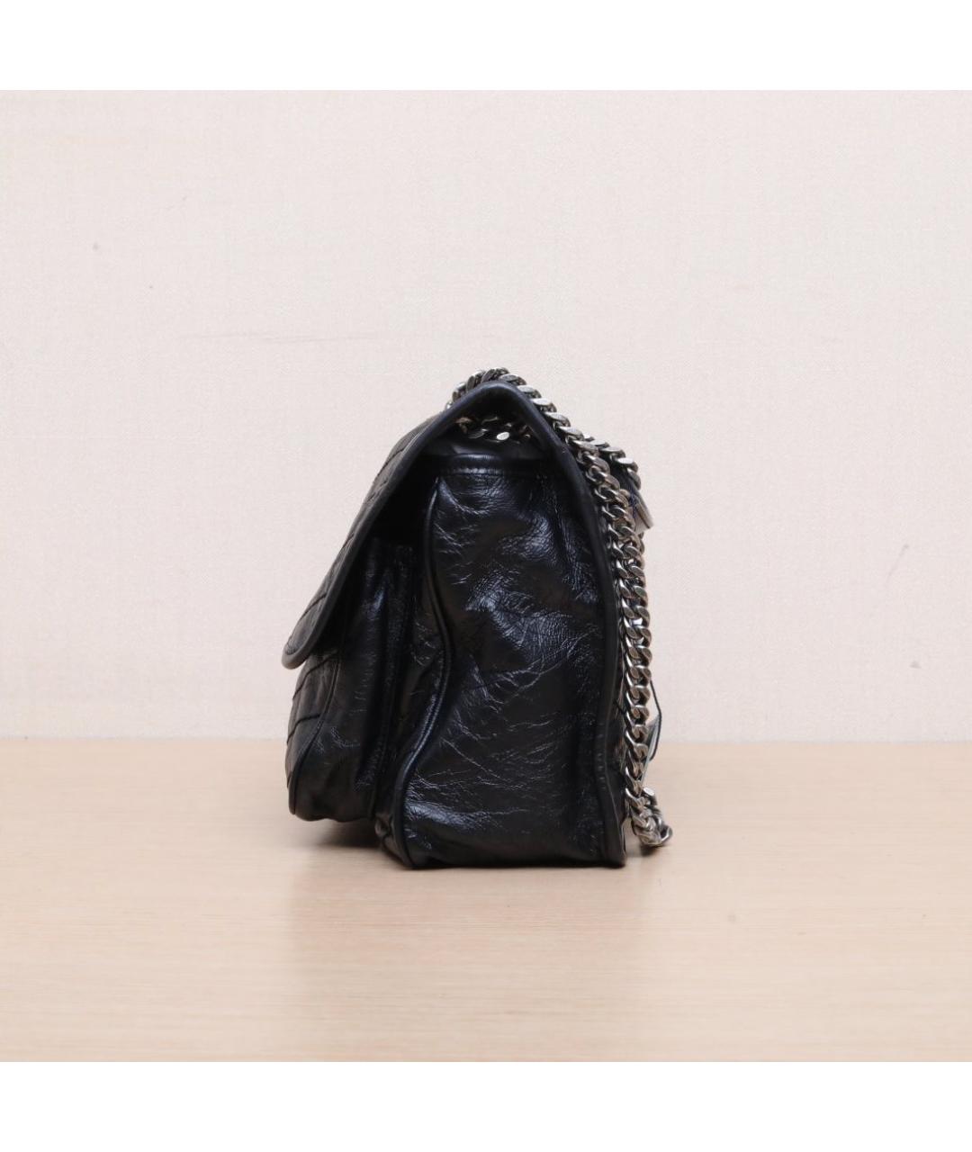 SAINT LAURENT Черная кожаная юбка миди, фото 4