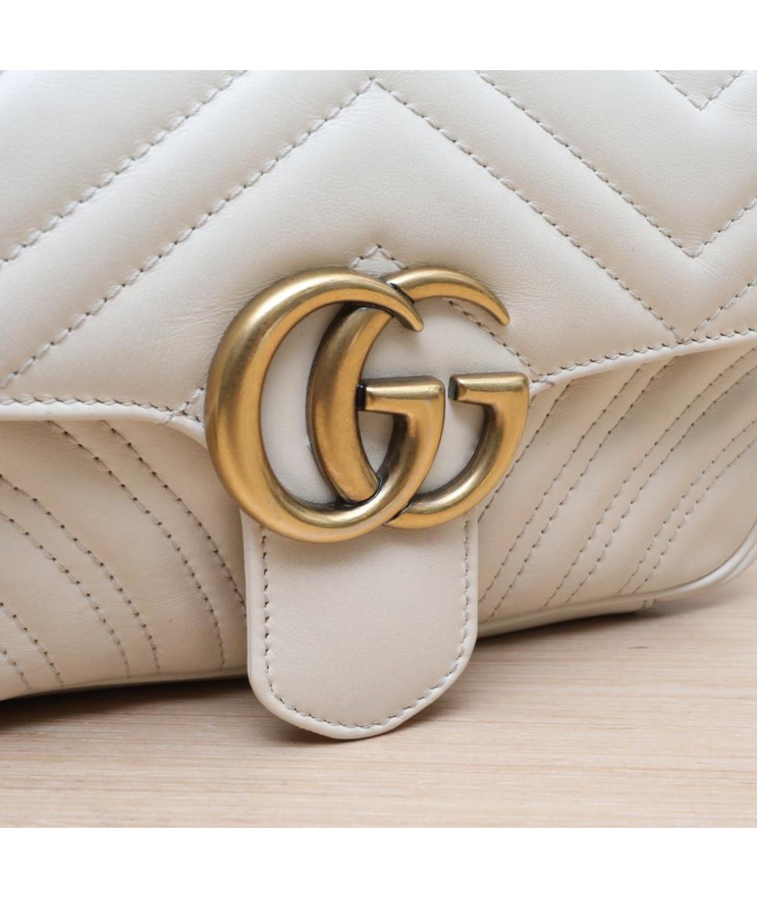 GUCCI Белая кожаная сумка через плечо, фото 7