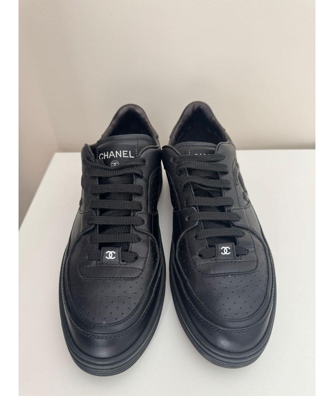 CHANEL Черные кожаные кеды, фото 2