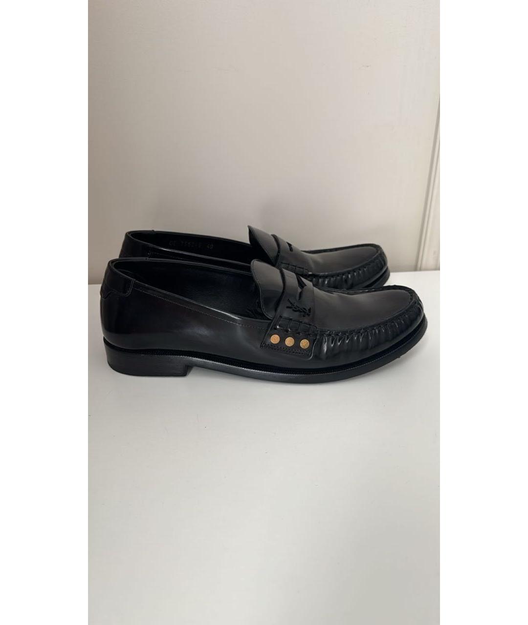 SAINT LAURENT Черные лоферы из лакированной кожи, фото 8