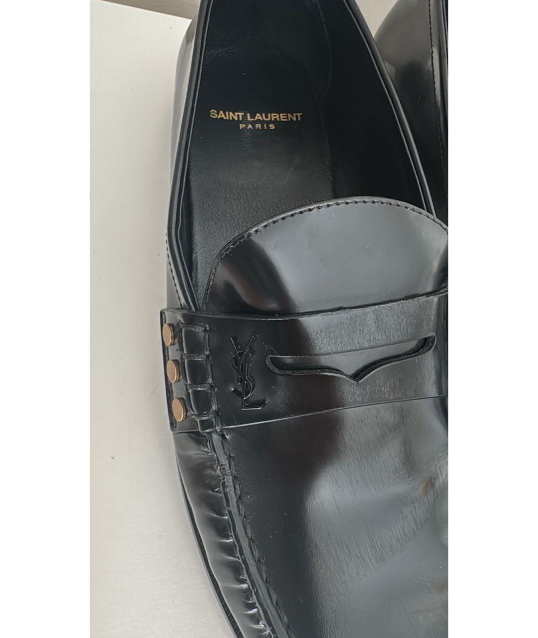 SAINT LAURENT Черные лоферы из лакированной кожи, фото 5
