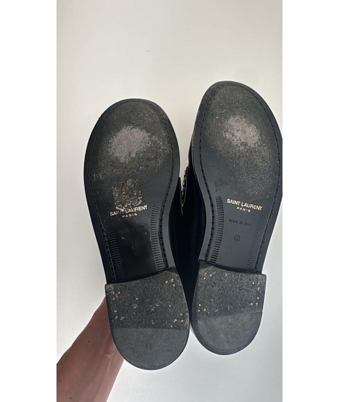 SAINT LAURENT Черные лоферы из лакированной кожи, фото 7