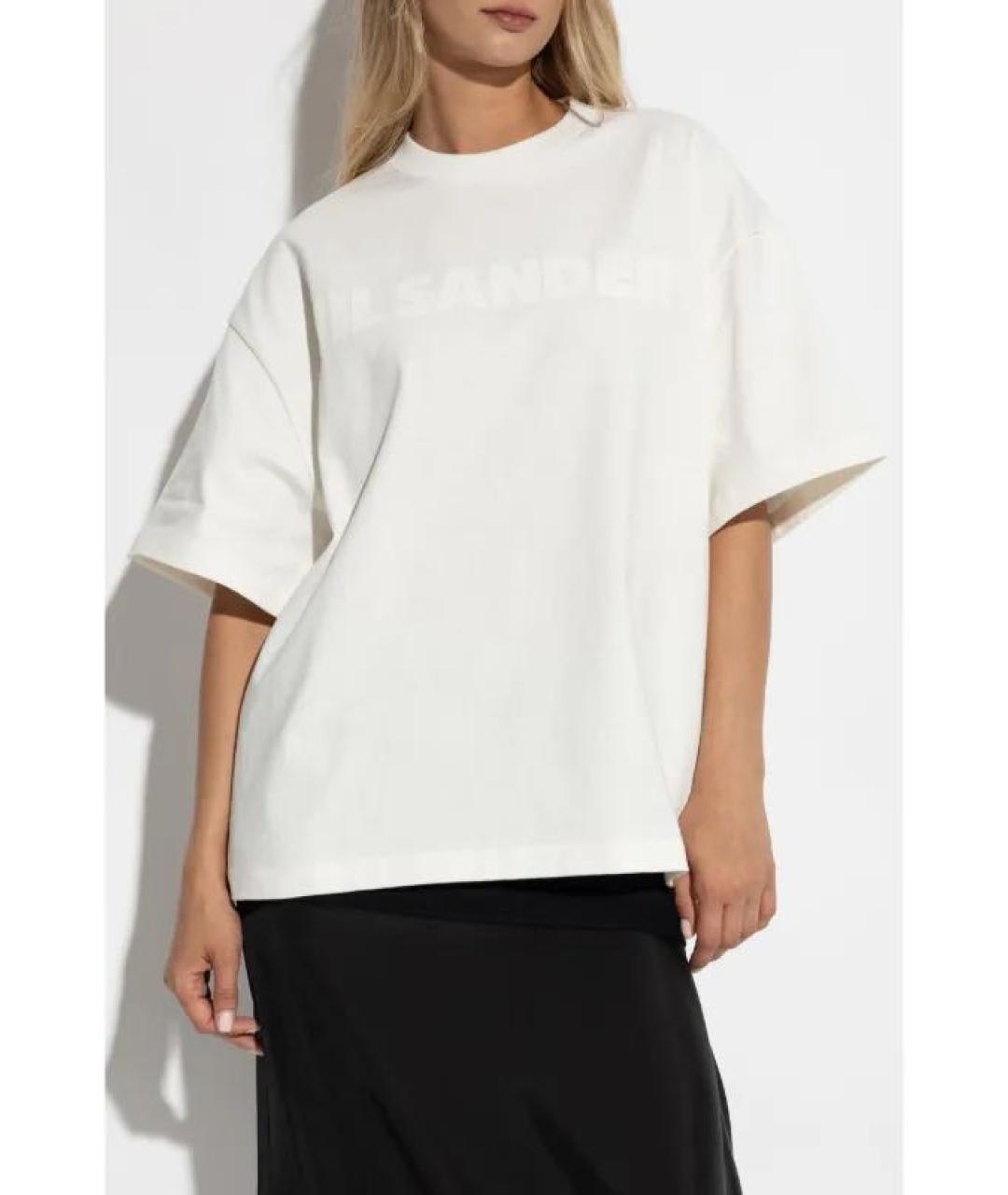 JIL SANDER Белая хлопковая футболка, фото 2