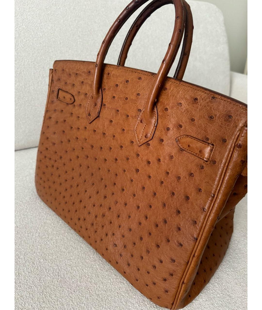 HERMES Коричневая кожаная сумка с короткими ручками, фото 3