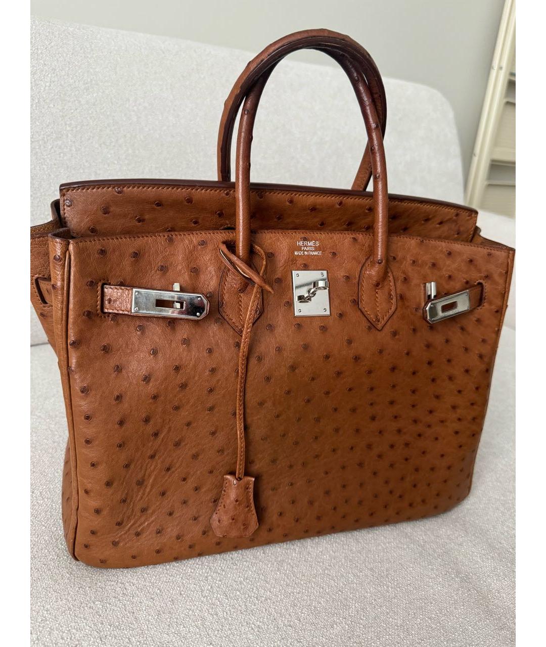 HERMES Коричневая кожаная сумка с короткими ручками, фото 9