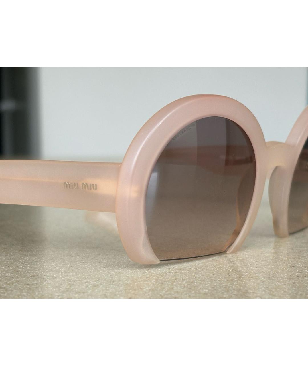 MIU MIU Розовые пластиковые солнцезащитные очки, фото 3