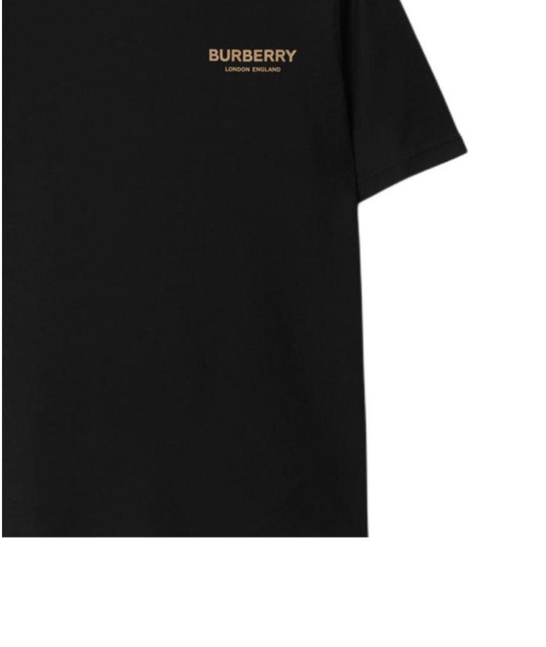 BURBERRY Черная хлопковая футболка, фото 2