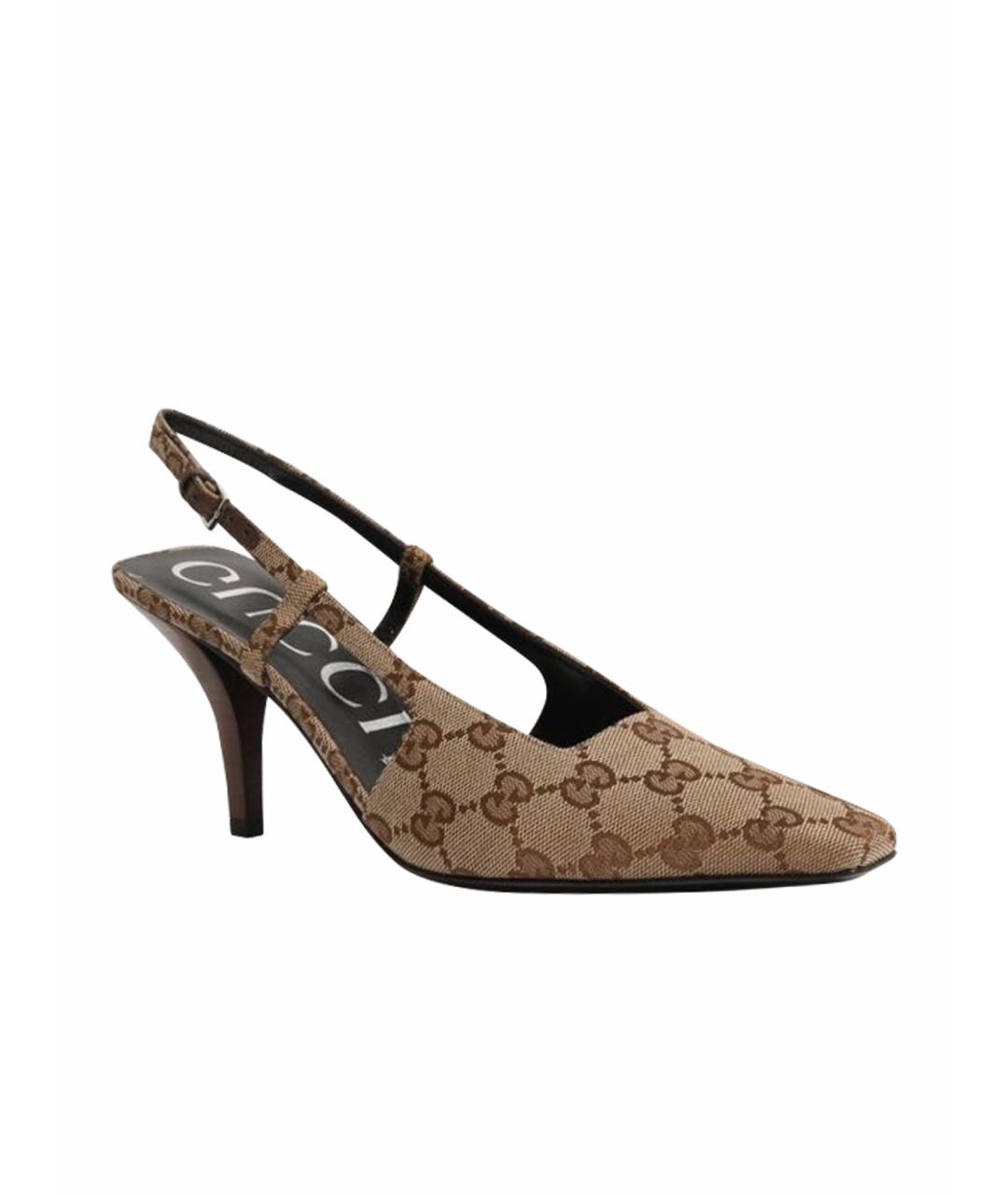 GUCCI Бежевые текстильные туфли, фото 1