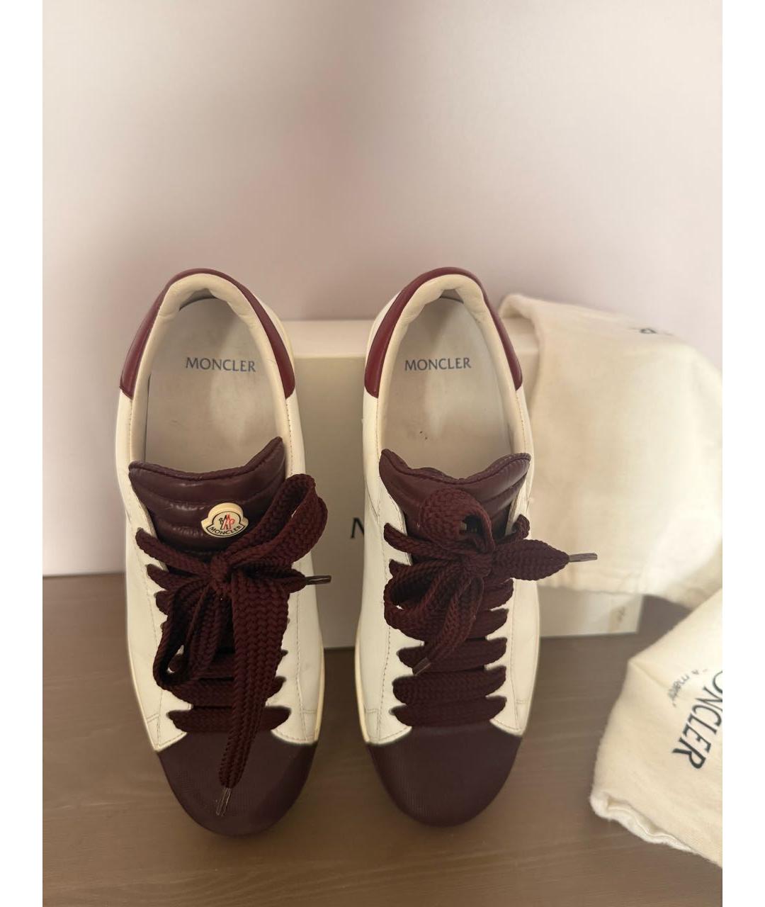 MONCLER Белые кожаные кеды, фото 2