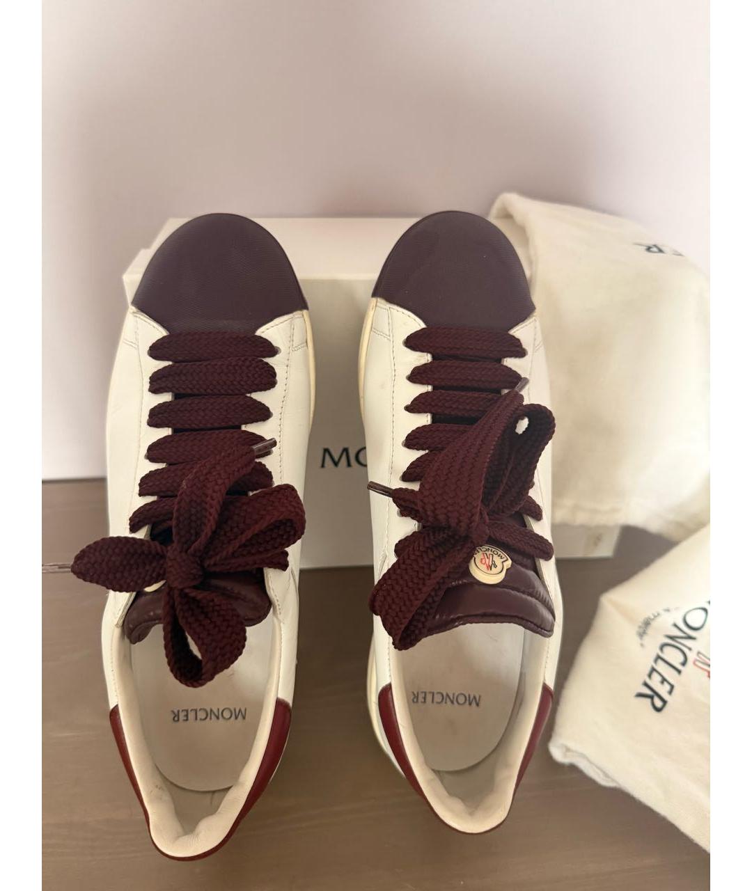 MONCLER Белые кожаные кеды, фото 3