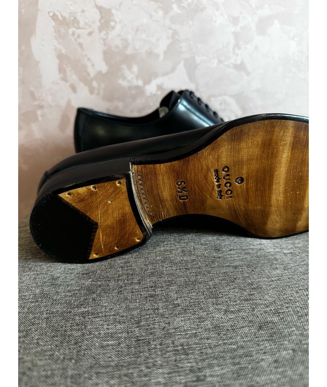 GUCCI Черные кожаные туфли, фото 5