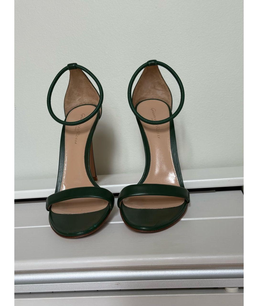 GIANVITO ROSSI Зеленые кожаные босоножки, фото 2