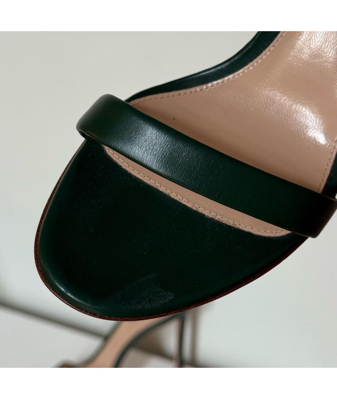 GIANVITO ROSSI Зеленые кожаные босоножки, фото 7