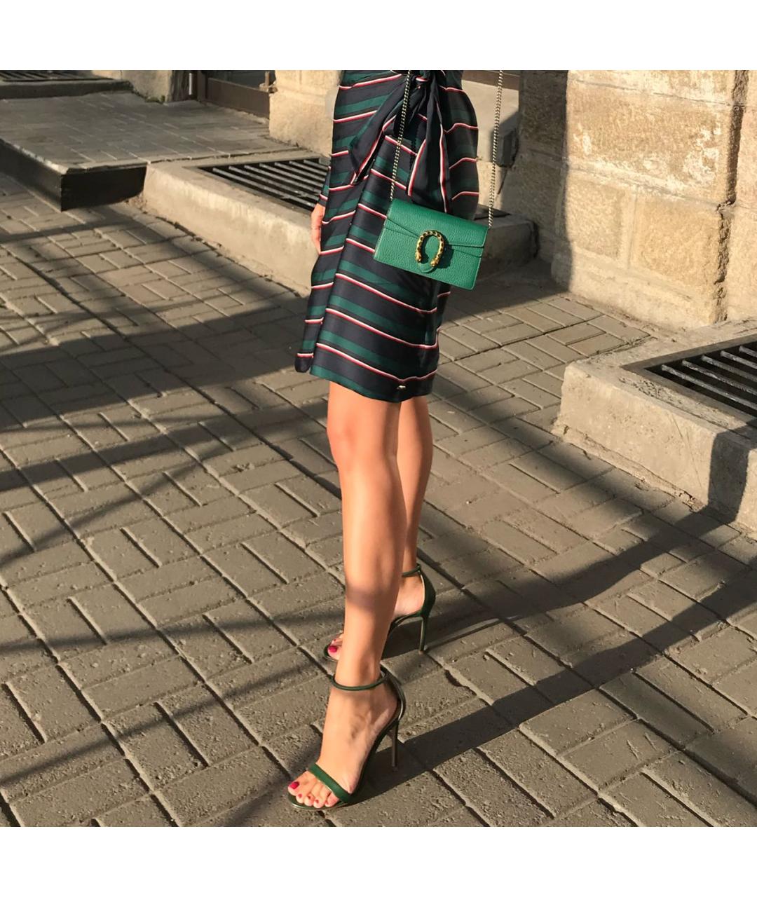 GIANVITO ROSSI Зеленые кожаные босоножки, фото 8