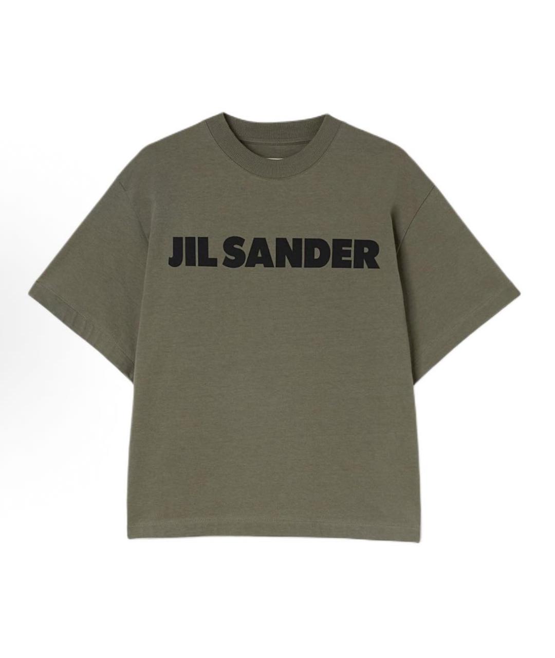 JIL SANDER Хаки хлопковая футболка, фото 5