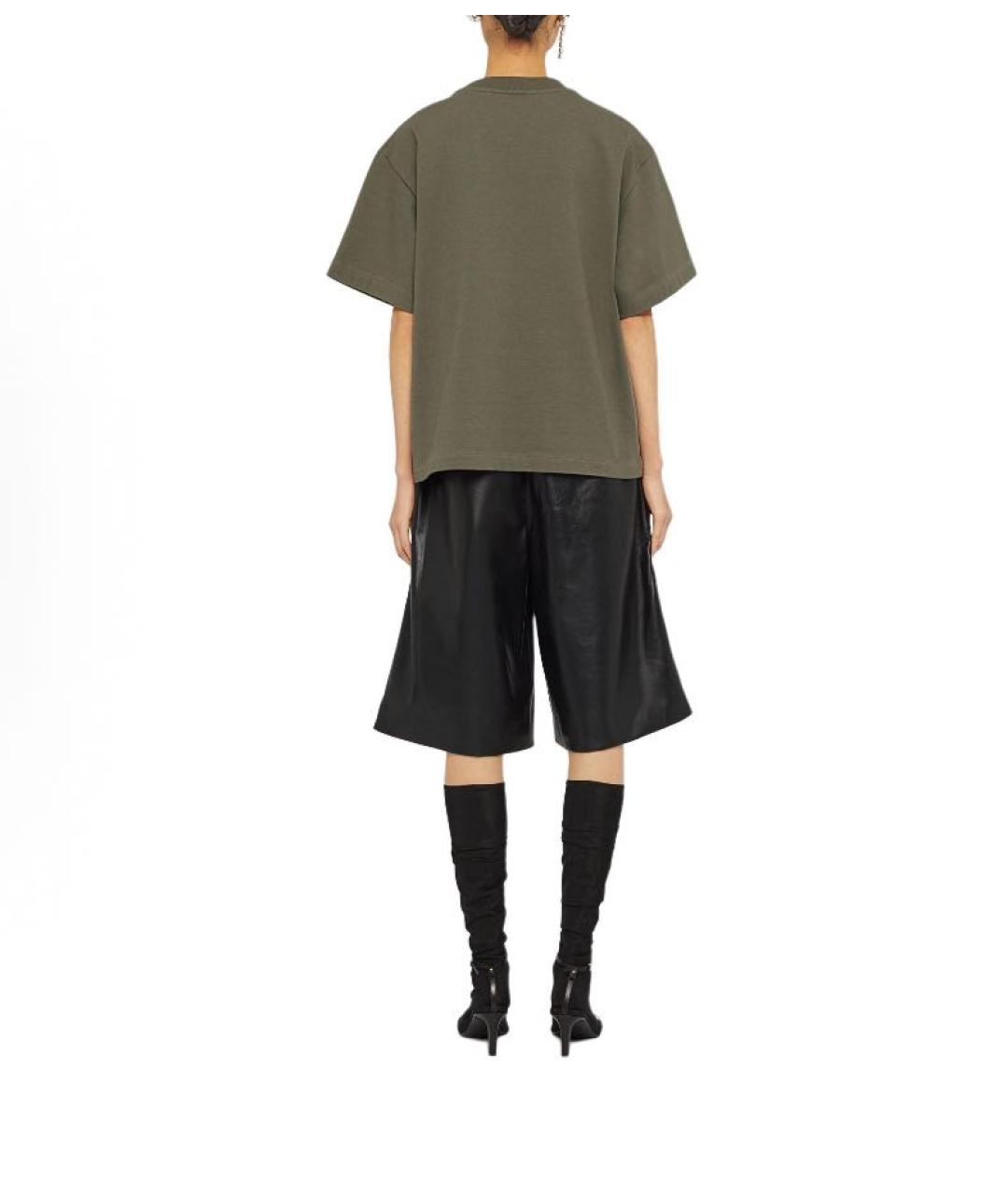 JIL SANDER Хаки хлопковая футболка, фото 3