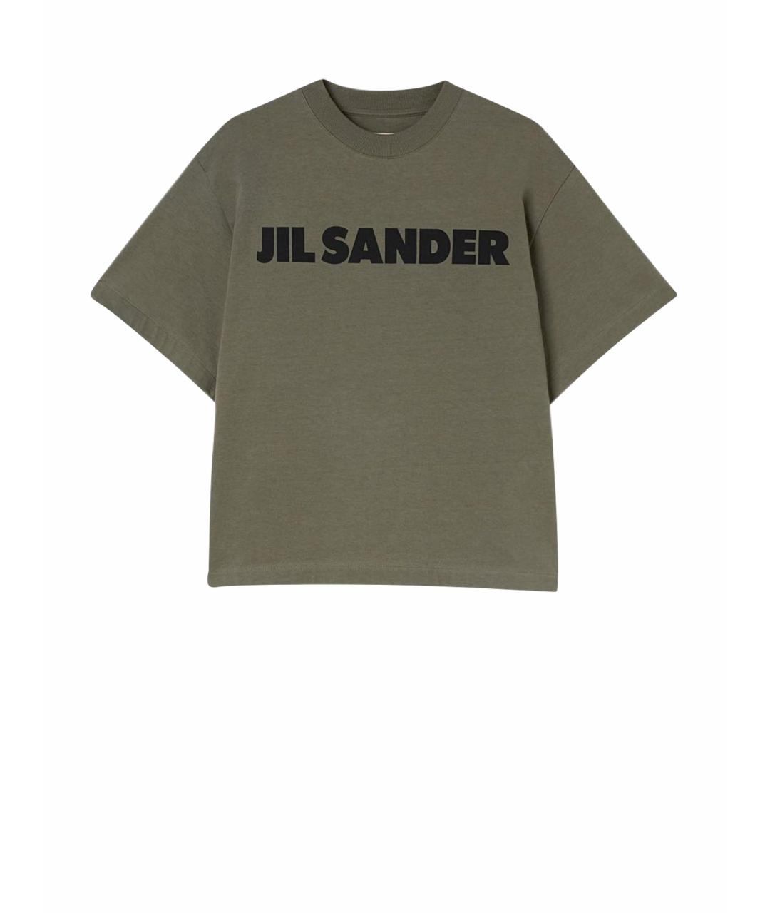 JIL SANDER Хаки хлопковая футболка, фото 1