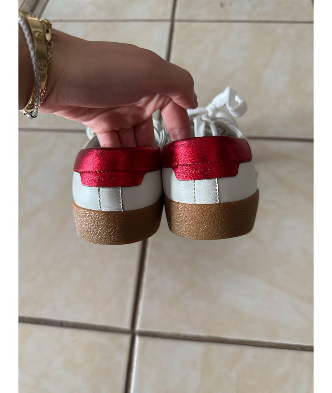 SAINT LAURENT Белые кожаные кеды, фото 5