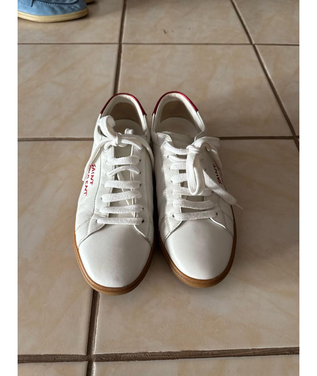 SAINT LAURENT Белые кожаные кеды, фото 3