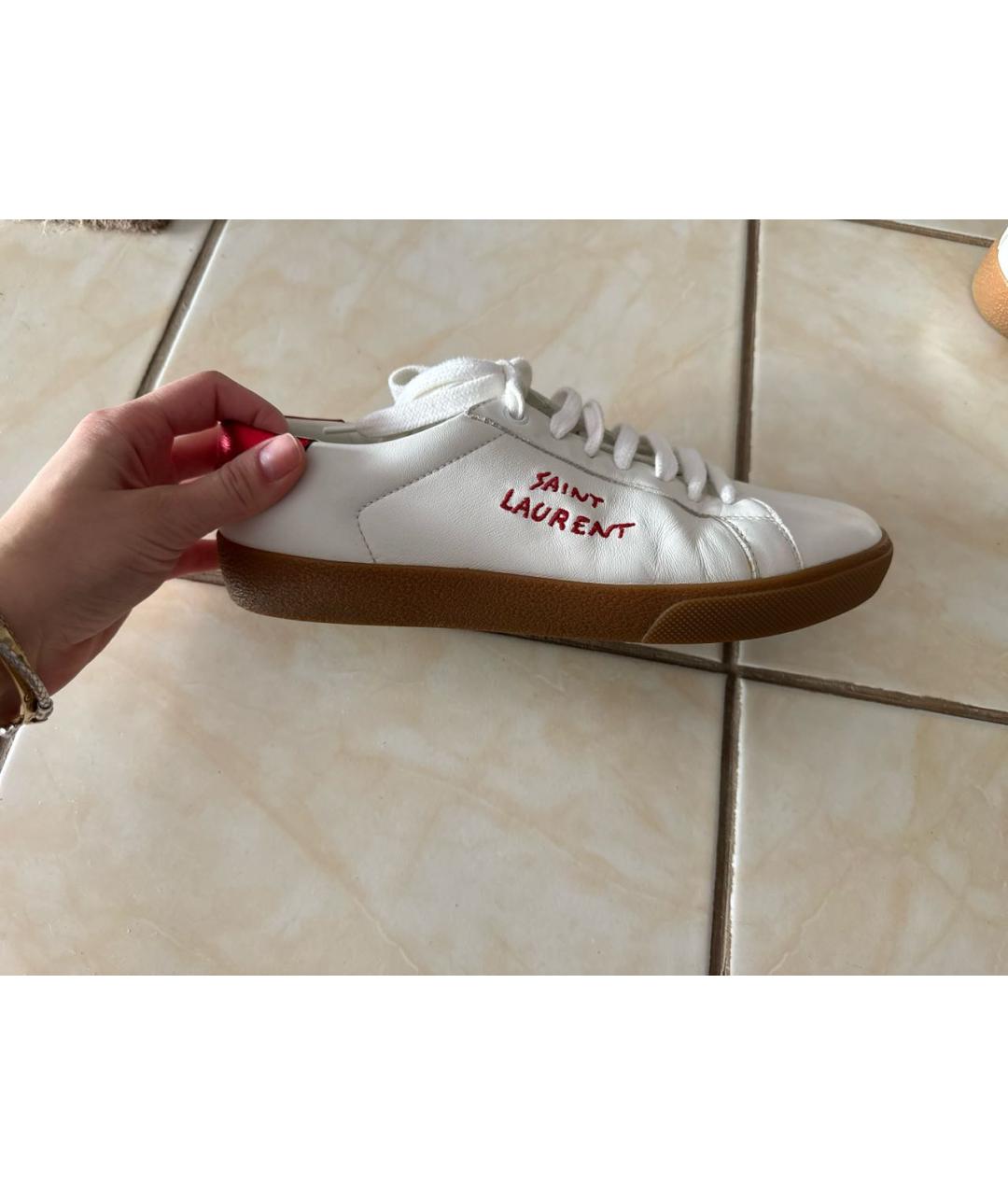 SAINT LAURENT Белые кожаные кеды, фото 2