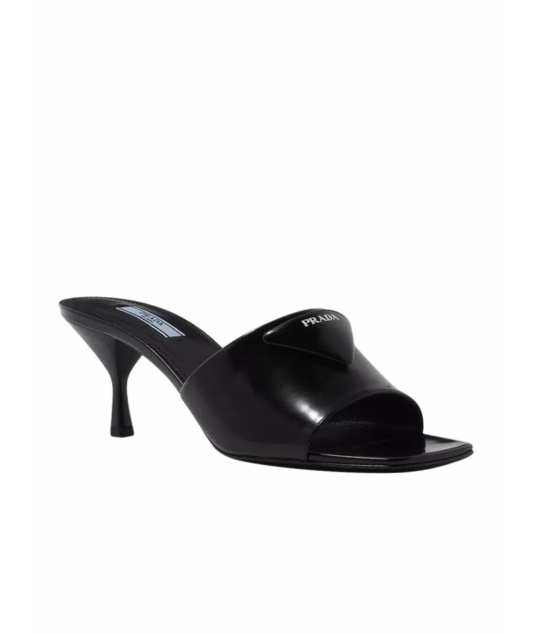 PRADA Черные кожаные мюли, фото 1
