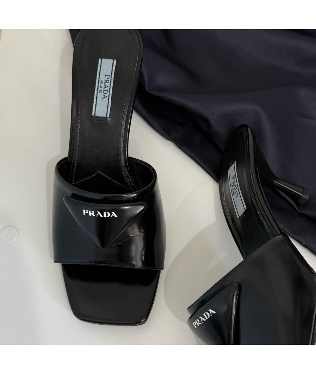 PRADA Черные кожаные мюли, фото 3