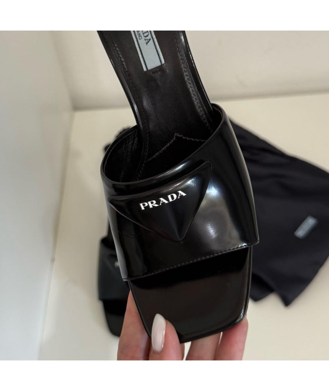 PRADA Черные кожаные мюли, фото 7