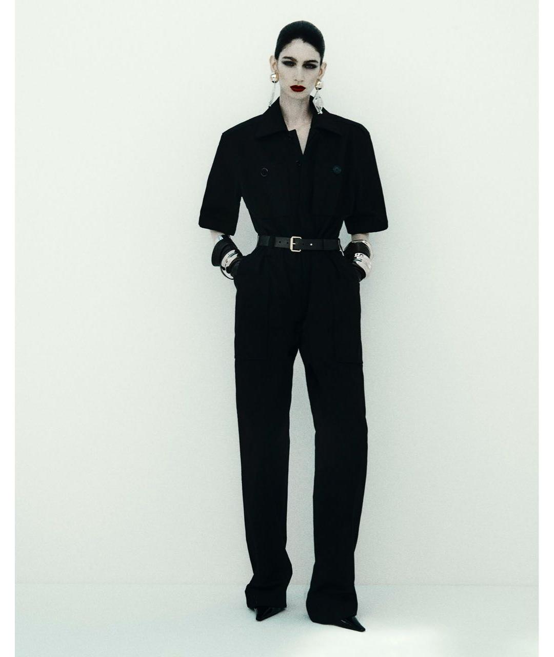 SAINT LAURENT Черный хлопковый комбинезон, фото 2
